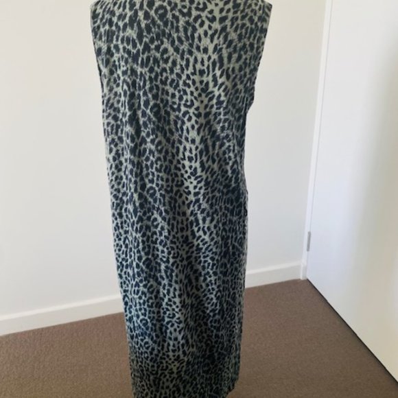 ZIMMERMAN LEOPARD PRINT LINEN BLEND MAXI DRESS - SIZE 1 - SPLIT AT FRONT - Picture 4 of 8
